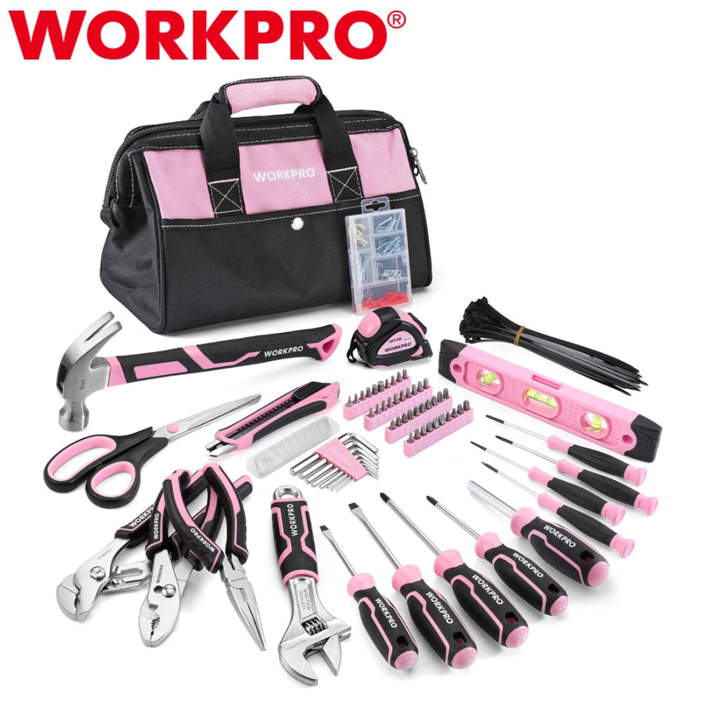Workpro Pink Tool Set Hand Tool Bag Set W/13" Wide | Built Supply Co