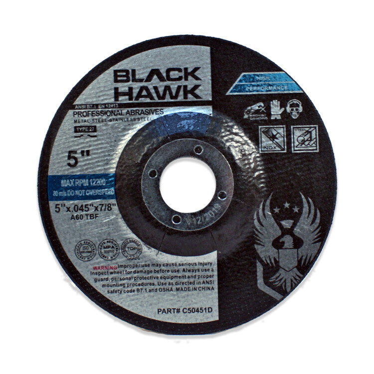 100 Pack - 5" x .045" x 7/8" Depressed Center Cut-Off Wheel T27