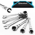 Duratech 6-pieces Open Flex-head Ratcheting Wrench Set 10-17mm Tubing