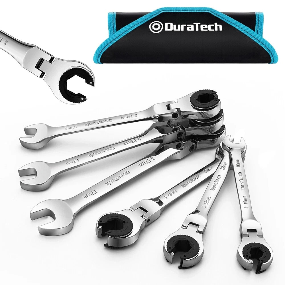 Duratech 6-pieces Open Flex-head Ratcheting Wrench Set 10-17mm Tubing
