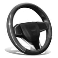 Matte Grain Texture Perforated Pattern Steering Wheel Cover Silver