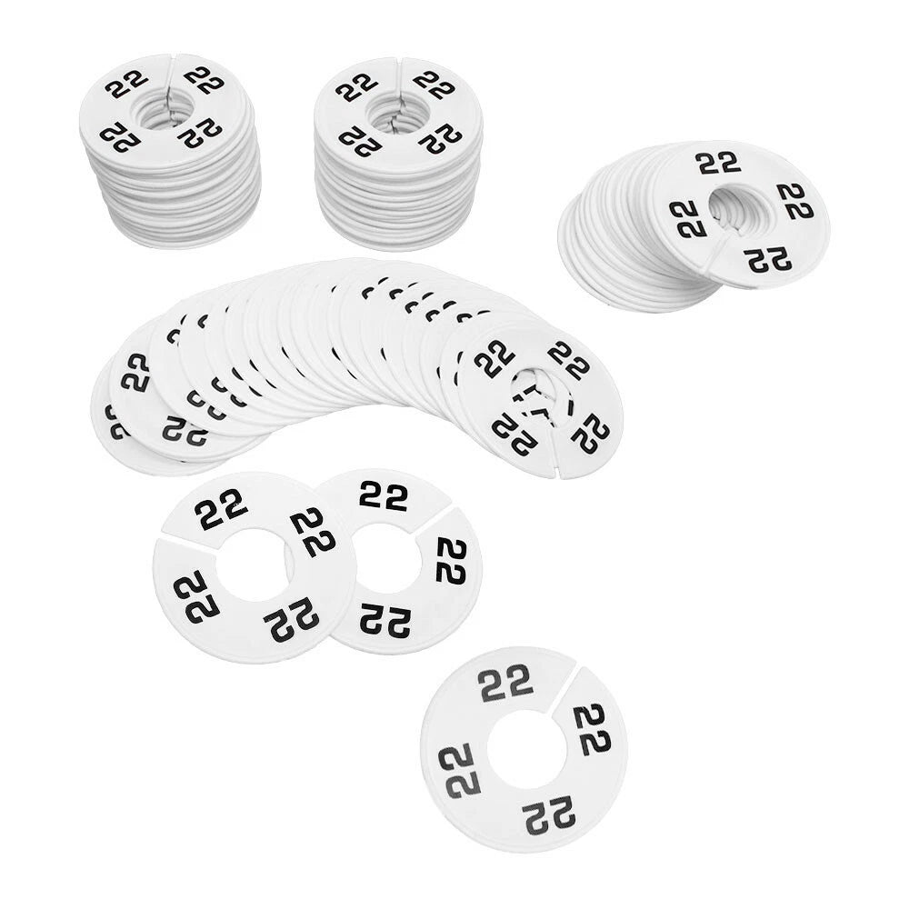 White 3-1/2" Round Plastic Size 22 Dividers Hangers Retail Clothing