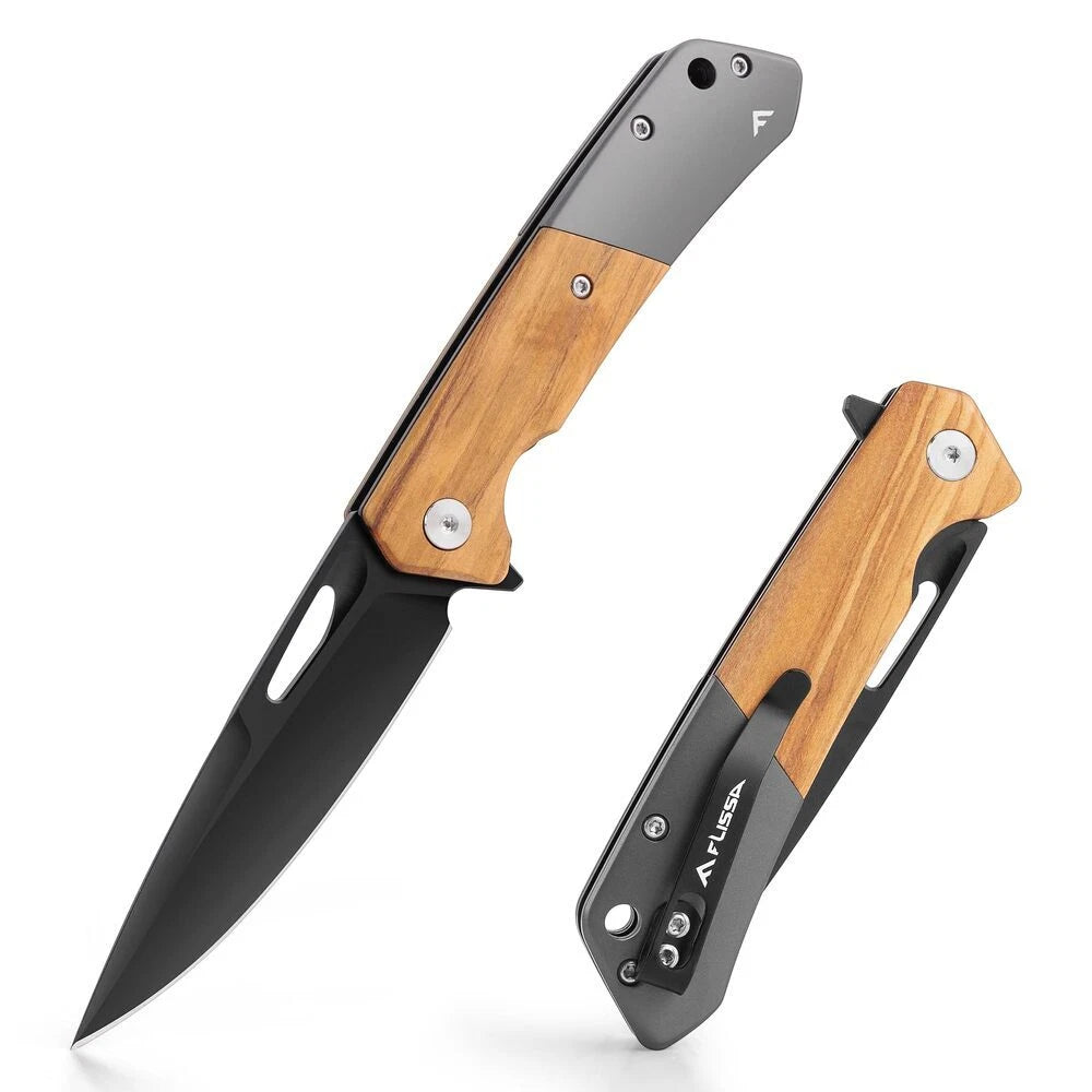 Flissa Folding Pocket Knife Sandvik 14c28n Blade Knife W/olive