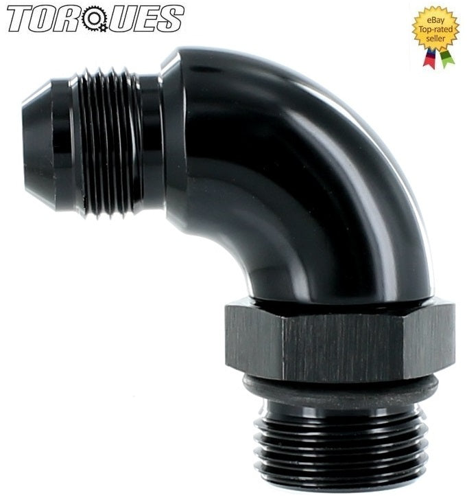 An -8 (-8an) to Orb-10 (7/8" Unf) O-Ring Boss 90 Degree Full Flow