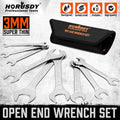 9PC Super-Thin Open End Wrench Set Rolling Pouch Sae Slim Spanner