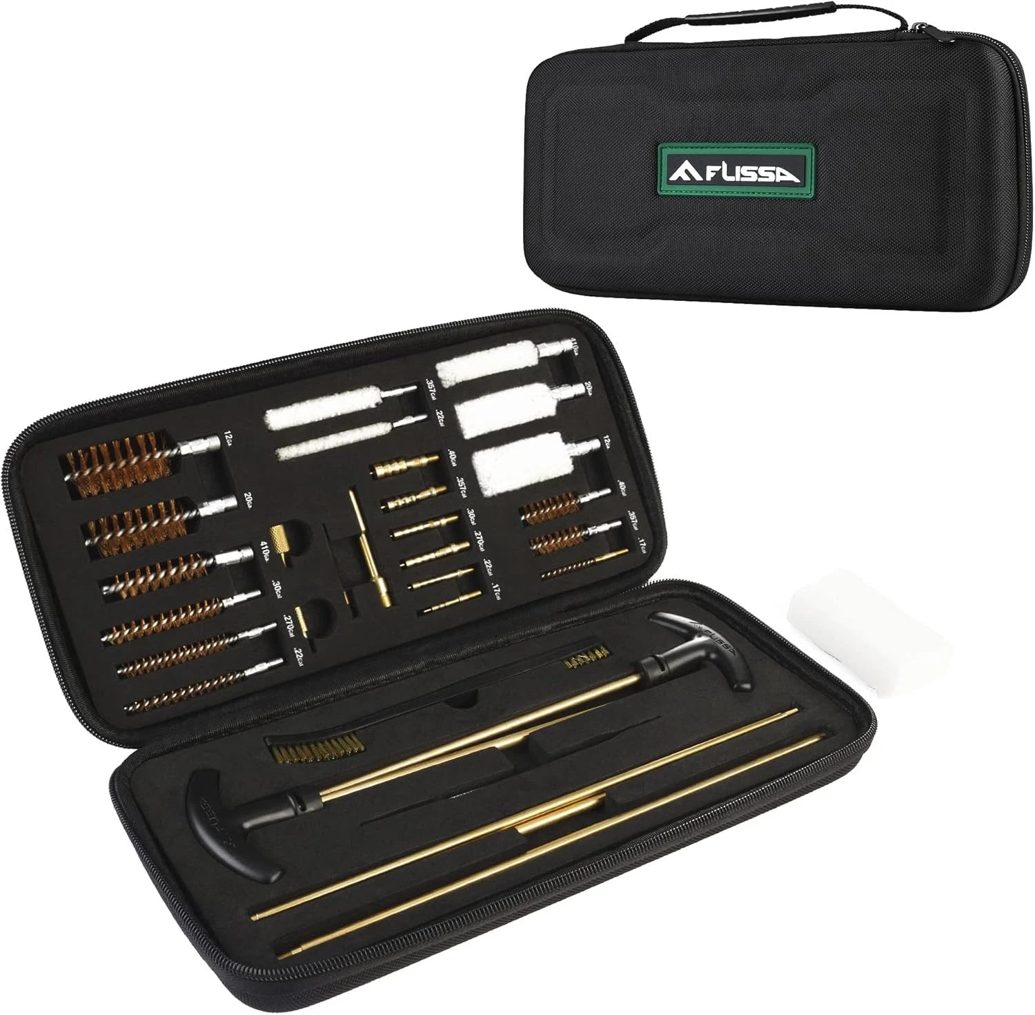 FLISSA 33PC Universal Gun Cleaning Kit Brass Rod Brush Jag Gun Cleaning Supplies