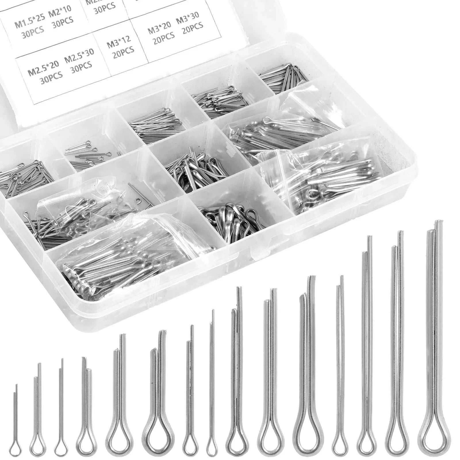 Box Cotter Pin Assortment Kit Split Pin Fastener Clips Set Straight