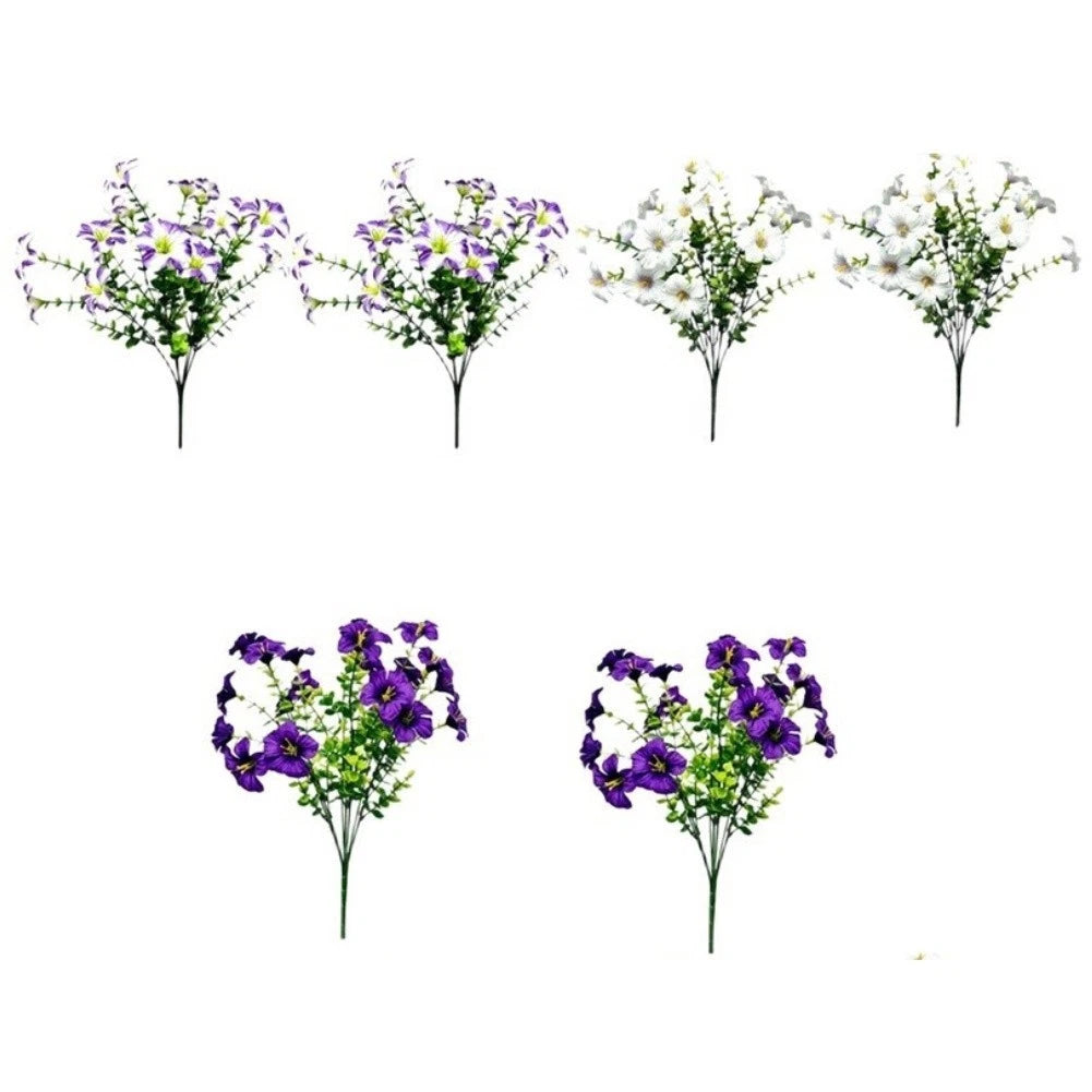 Artificial Morning Glory Potted Faux Flower Set For Indoor Outdoor