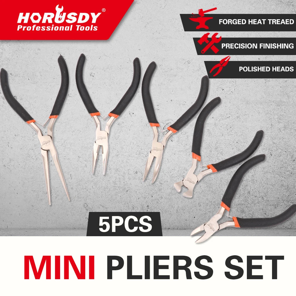 5PC Mini Pliers Set forging Jewelry Cutting Bending Comfort Grip Jewelers Plier