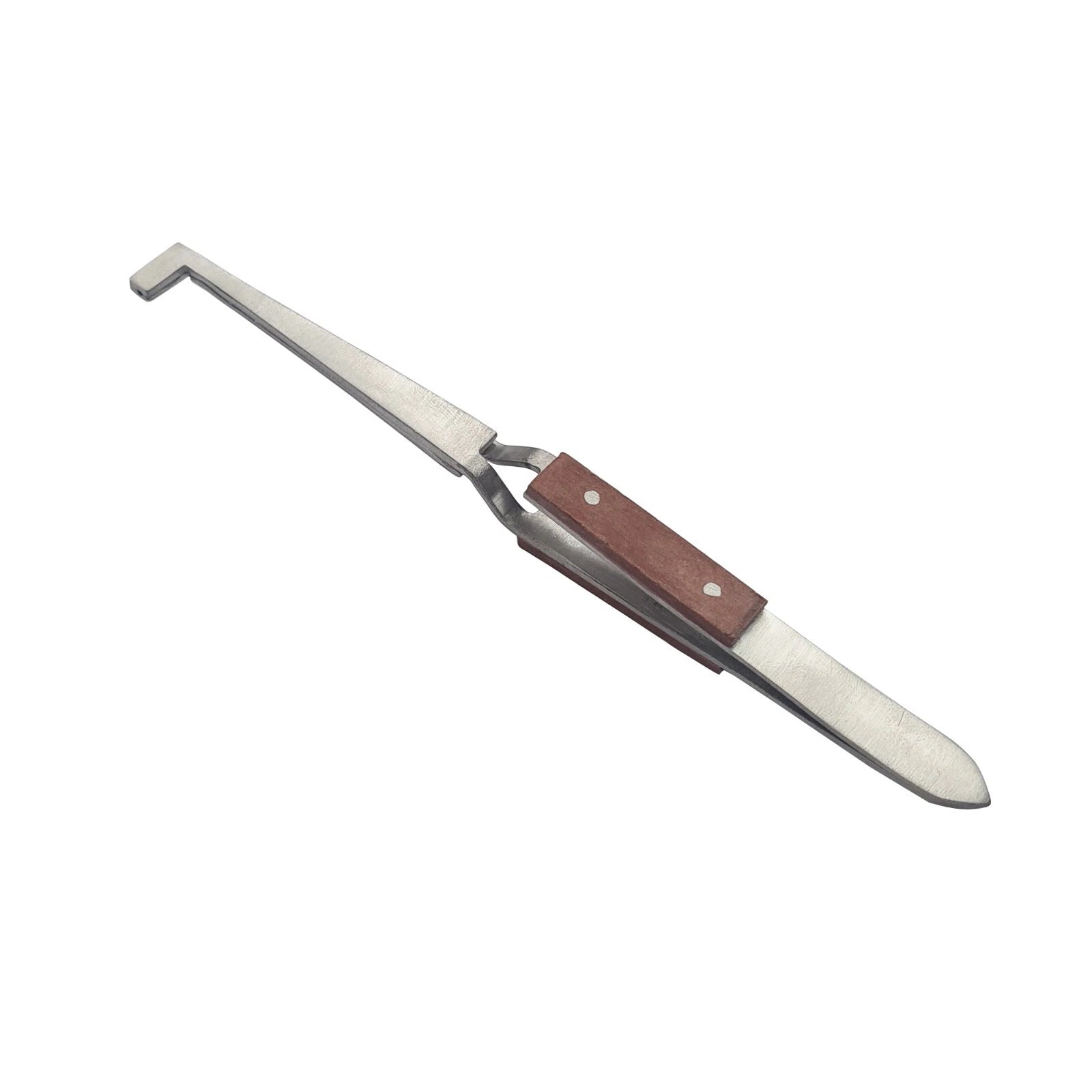 Bent With Hole L - Shape 90° Cross & Self Locking Tweezer With Fiber