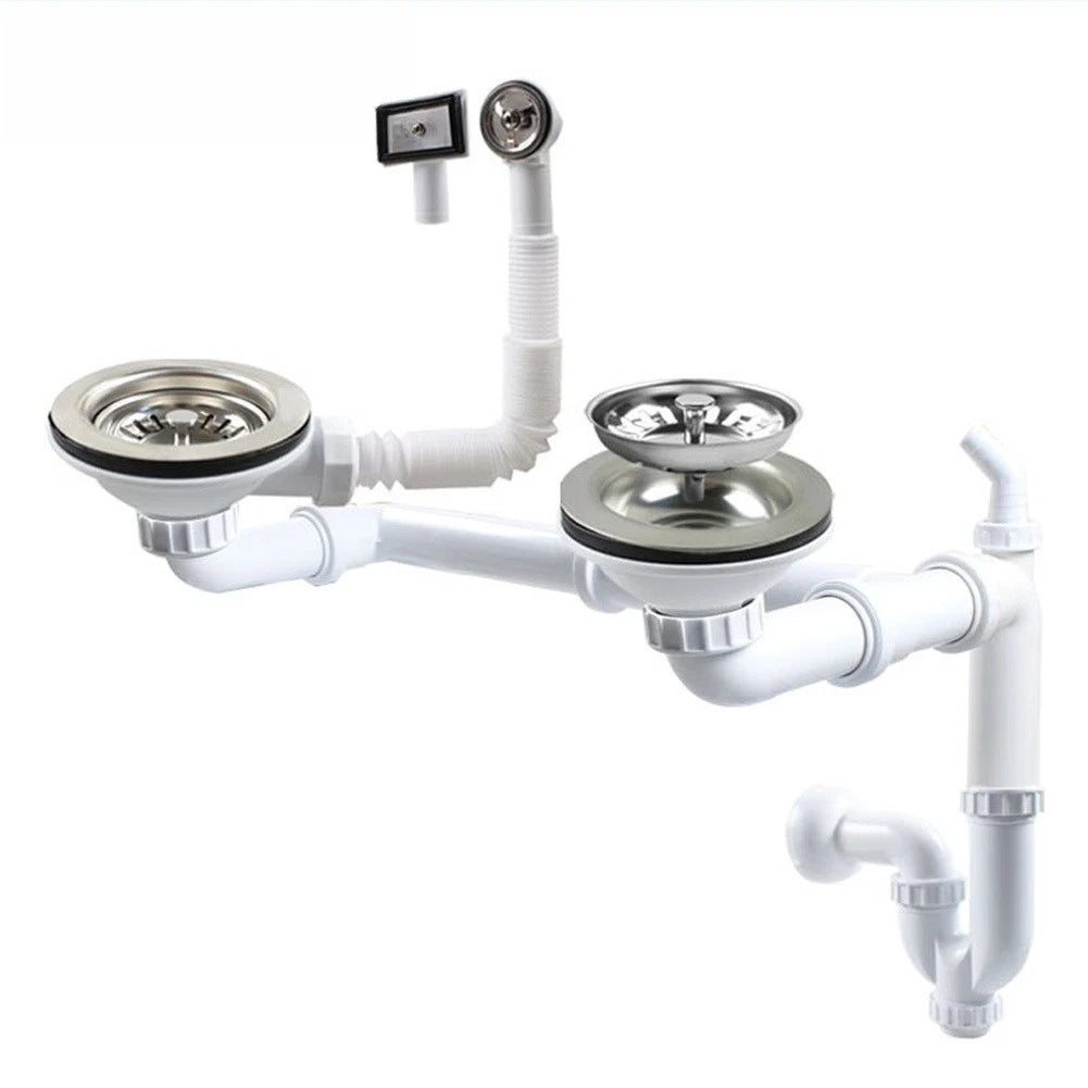 Kitchen Sink Drain Pipe With 114mm Opening Support And Dual Slot Wall