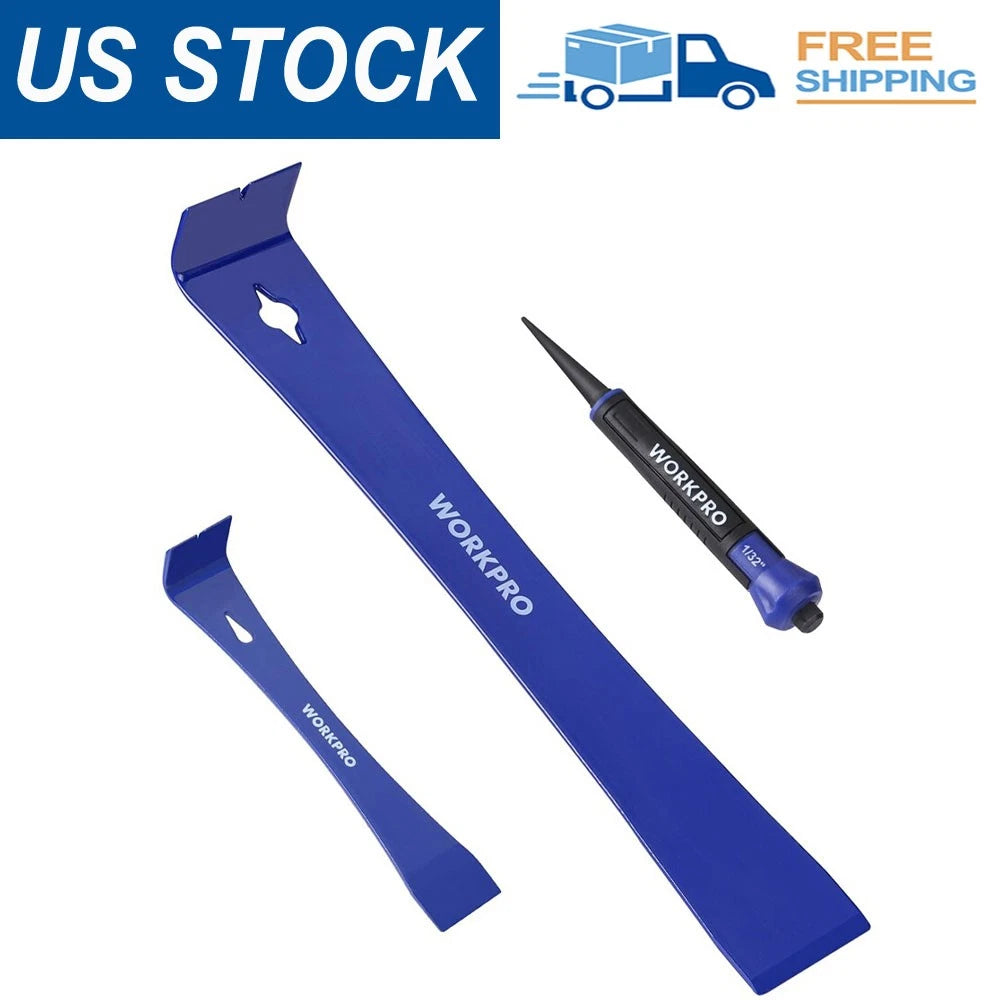 Workpro 3in1 Utility Claw Bar Set 5-1/2 Mini Pry Bar 12" Pry Bar 5"