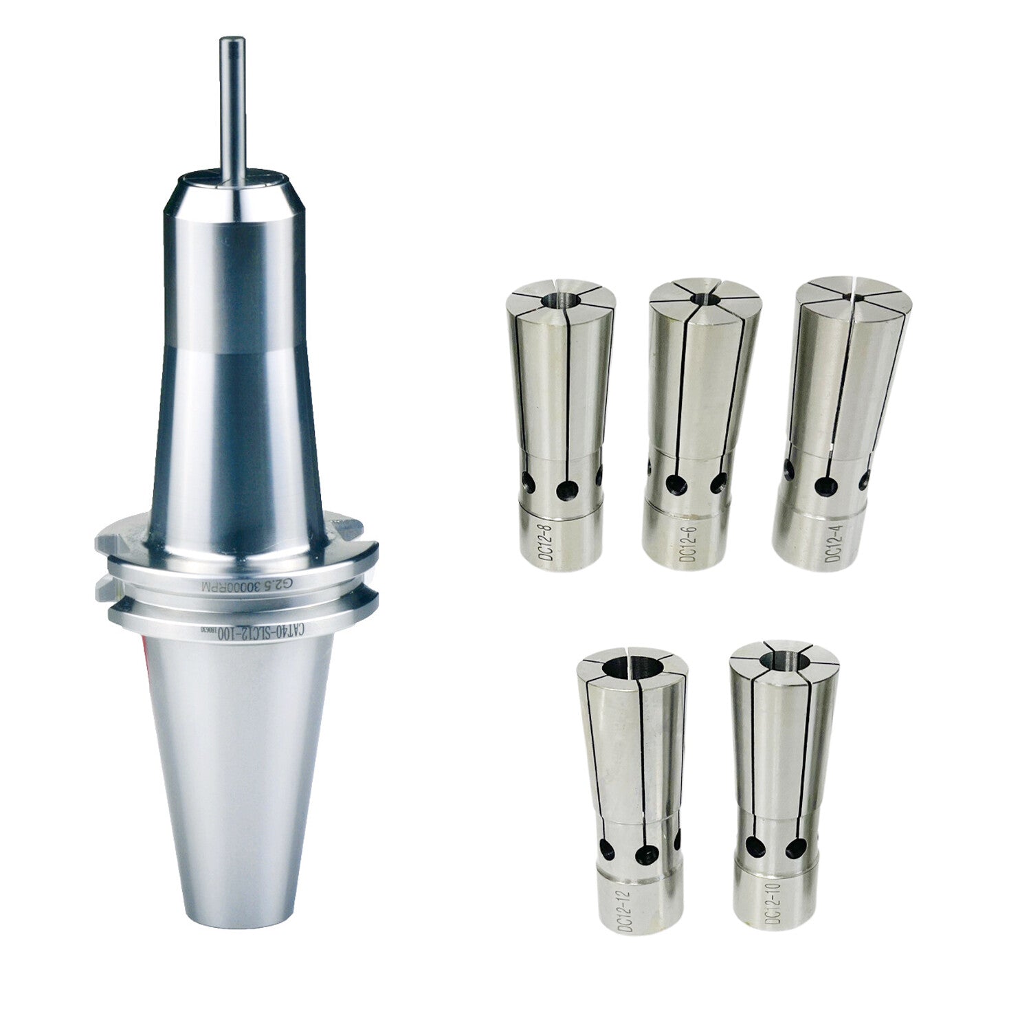 CAT40 Slim Fit Collet Chuck Tool Holder and 5PCS COLLET TIR 0.0002