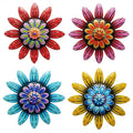 Metal Floral Wall Art Set Of 4 For Vibrant For Indoor Outdoor Garden