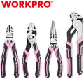 WORKPRO 4PC Plier Sets Slip Joint Long Nose Diagonal Cutting Groove