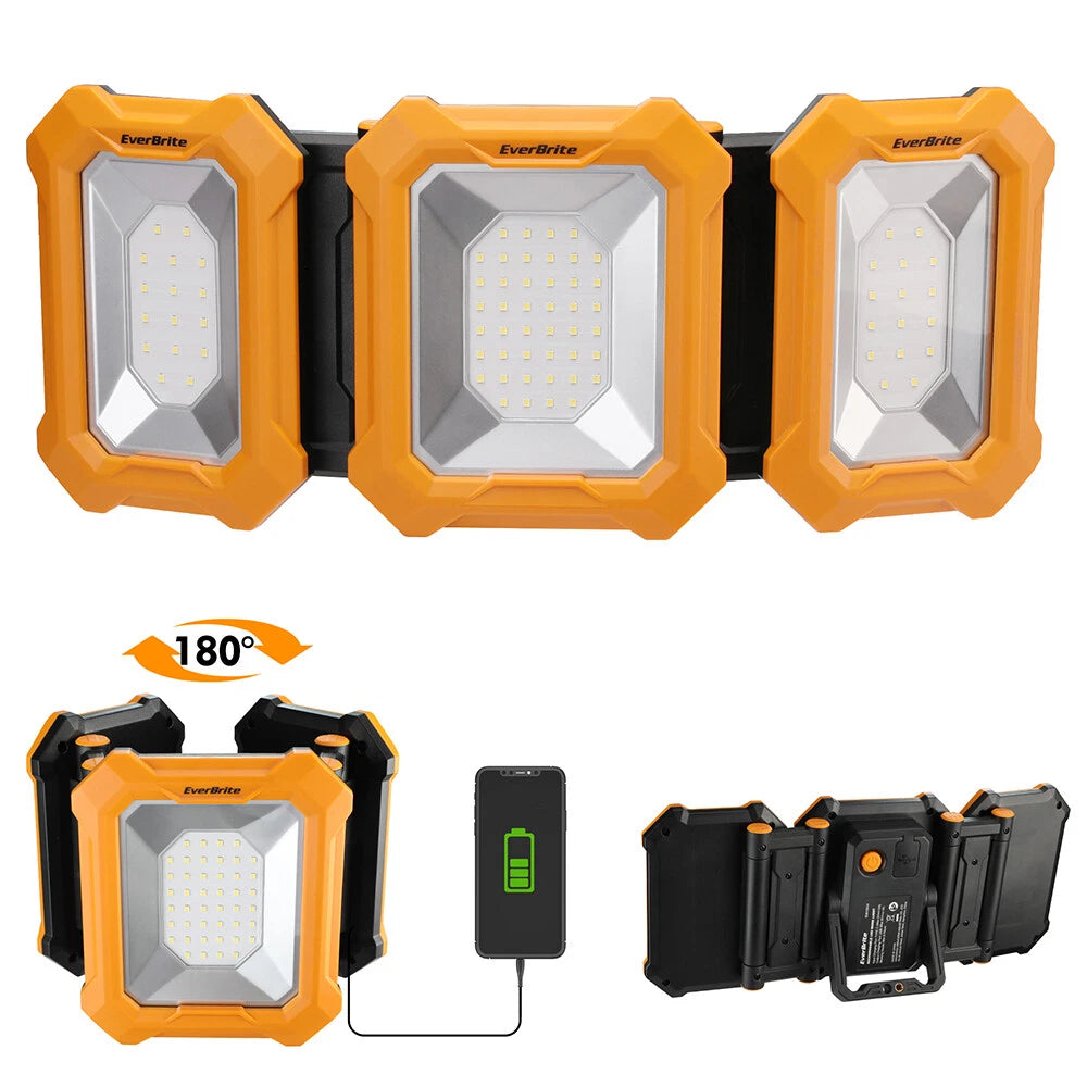 3000LM Rechargeable LED Work Light 180° Adjustable Heads 7800mAh 3 Lighting Mode