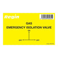 Regin Gas Emergency Isolation Warning Sticker Tags - Pack of 8