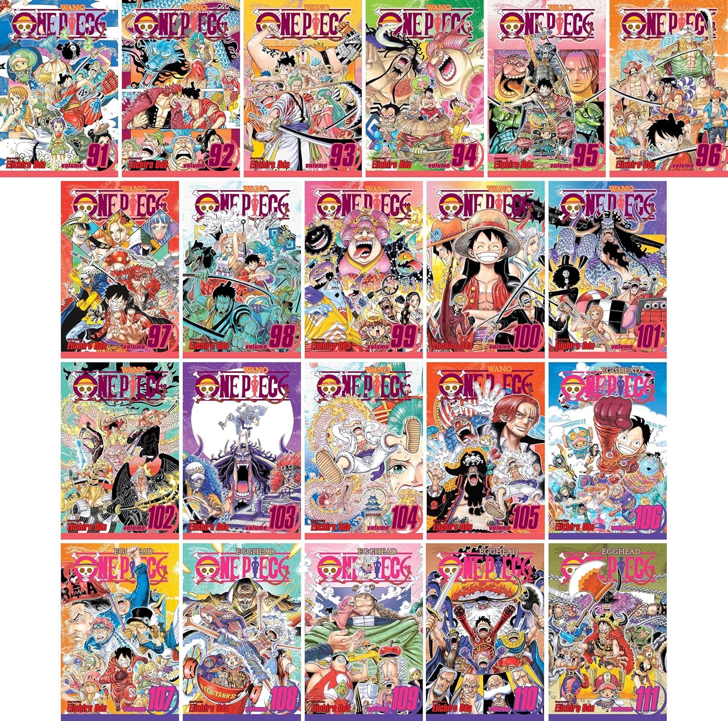 One Piece Series (Volumes 91-111) Manga Set, by Eiichiro Oda (21