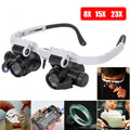 2 Led 8x 15x 23x Adjustable Lens Jewelry Watch Repair Magnifier Head