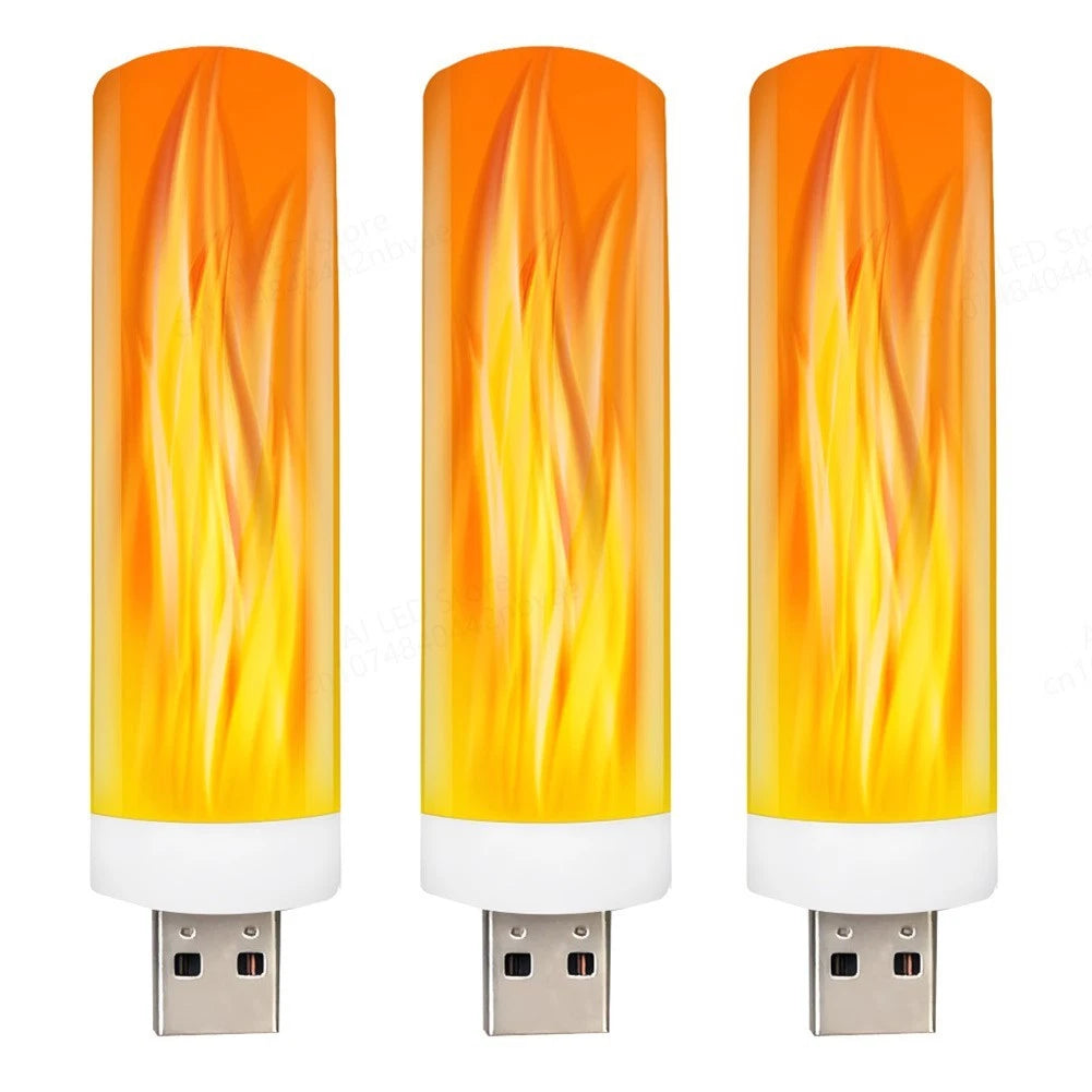 Usb Rechargeable Led Flame Light Bulb Flickering Fire Effect White