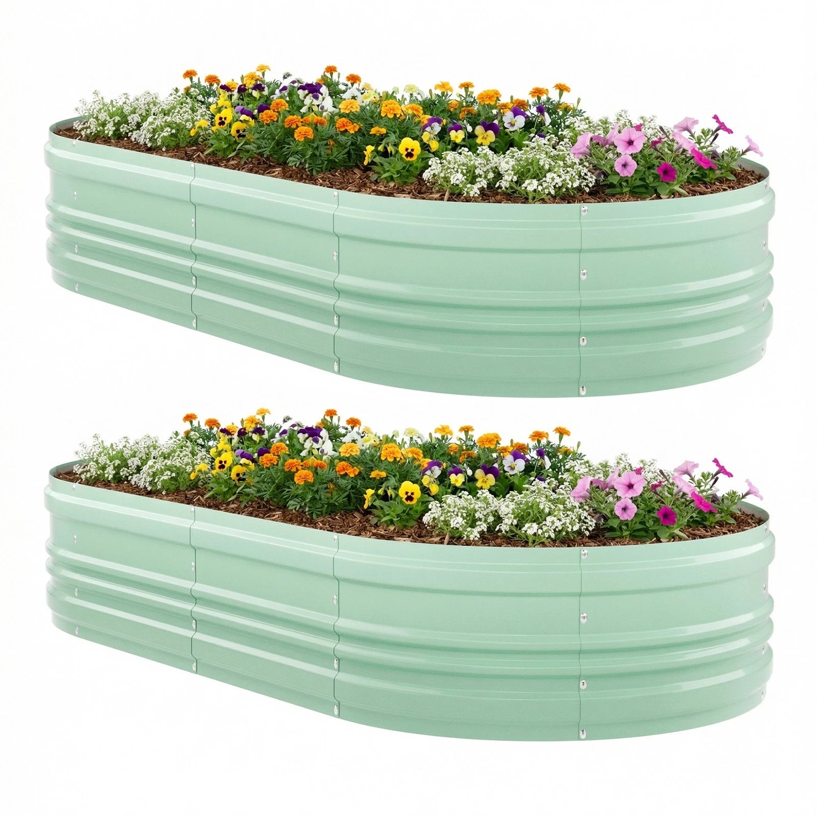 Workpro 2pk 8x4x1ft Outdoor Galvanized Raised Garden Bed Planter For