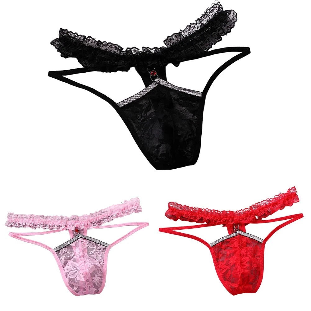 Ultrathin Mesh Thong Underwear For Men Comfortable Fit In Black Red
