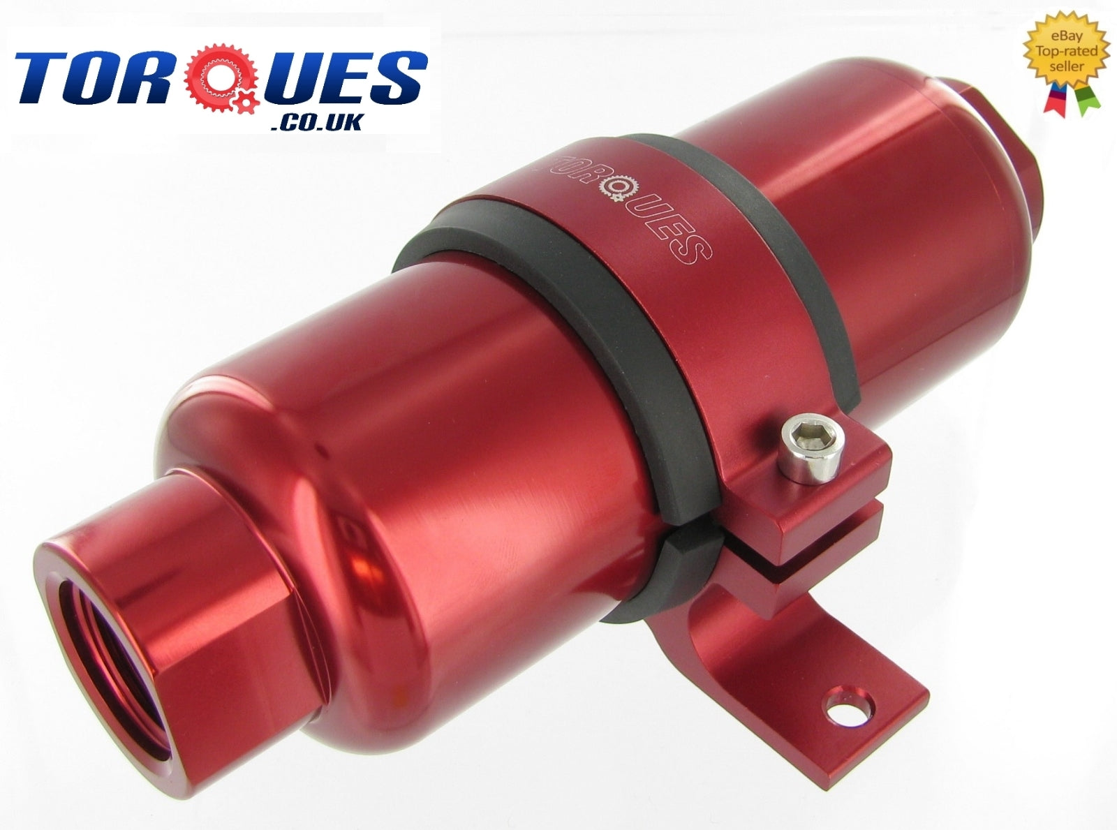 An -12 (jic -12 Orb-12) Red Anodised Billet Fuel Filter 30 Micron and