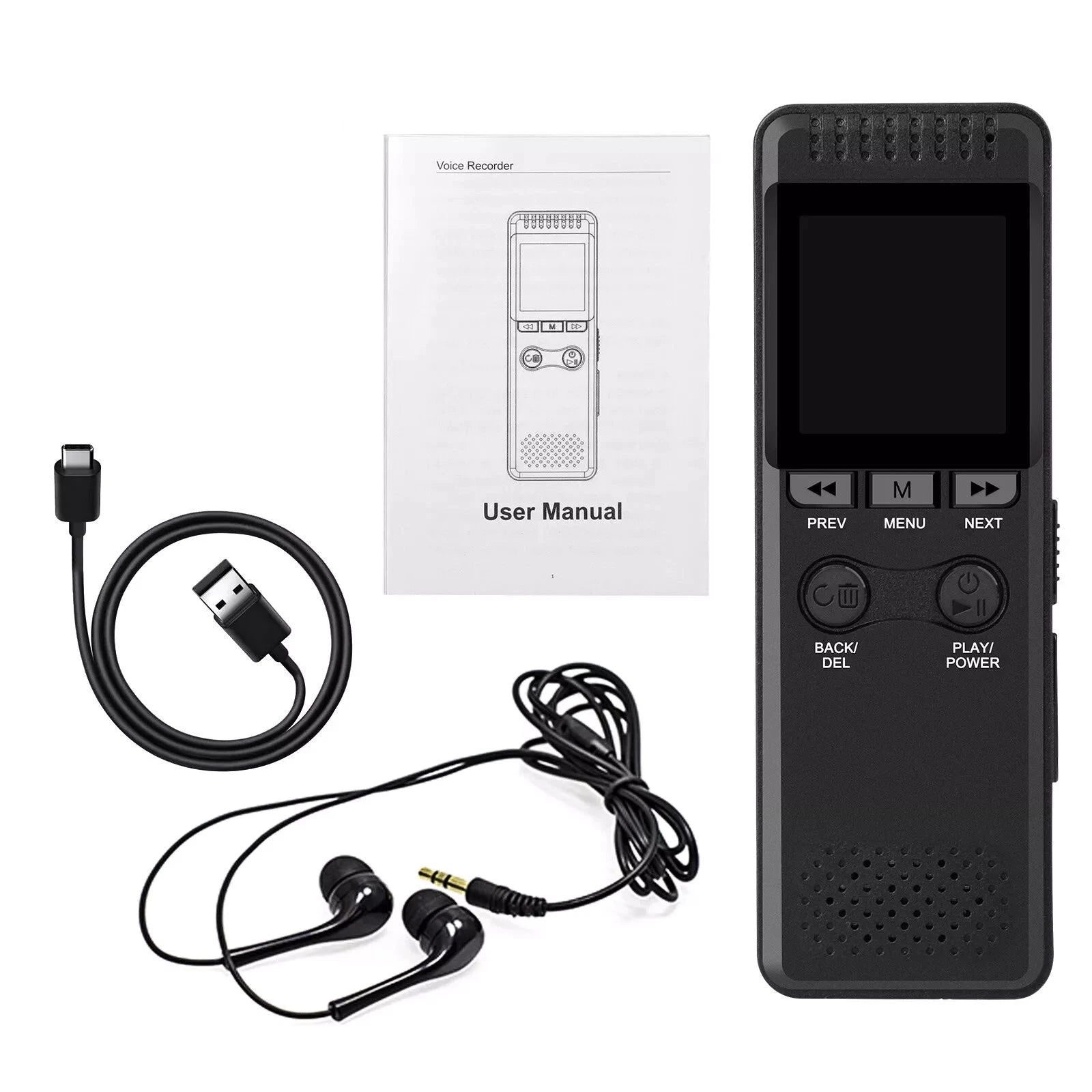 New Black 32gb Digital Recorder Voice Activated Recorder Supports