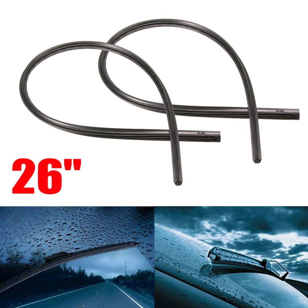 2pcs Silicone Frameless Wiper Blade Refill Car Bus Windshield