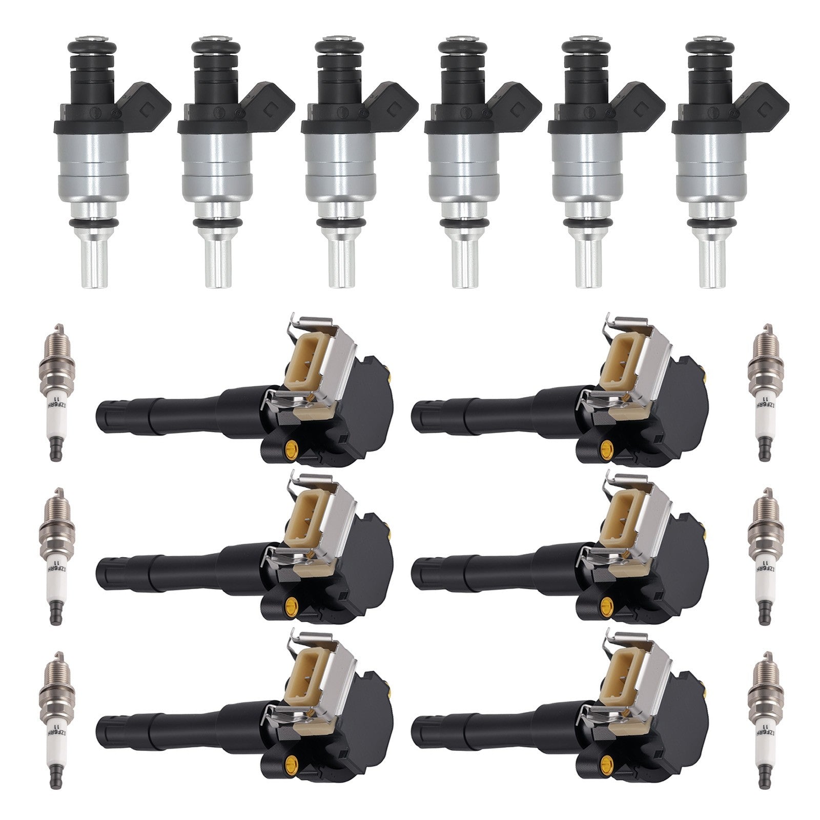 6x Fuel Injectors Ignition Coils Iridium Spark Plugs for BMW 325i 2.5L