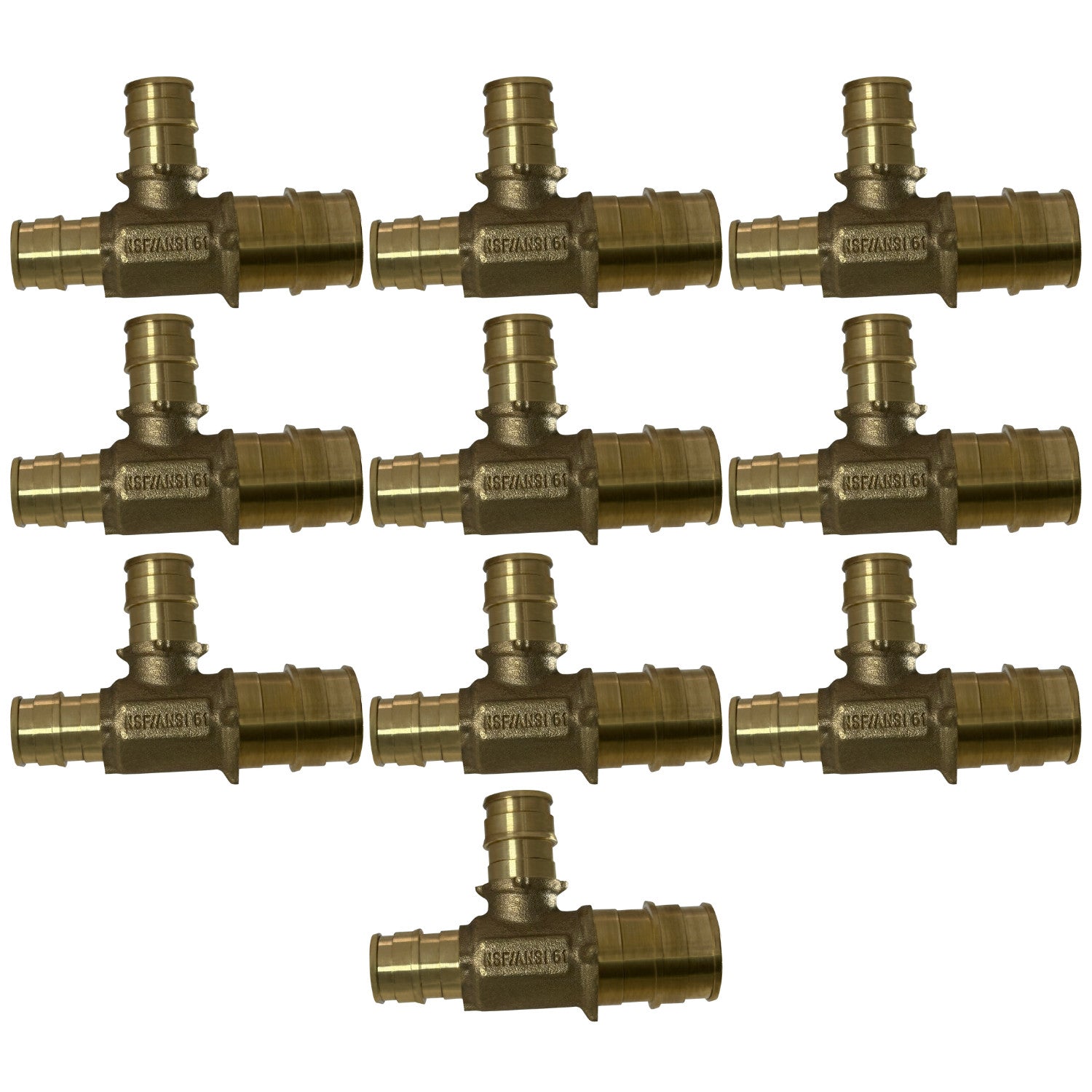10 Pack XFITTING 3/4" x 1/2" x 1/2" PEX-A Tee, Expansio