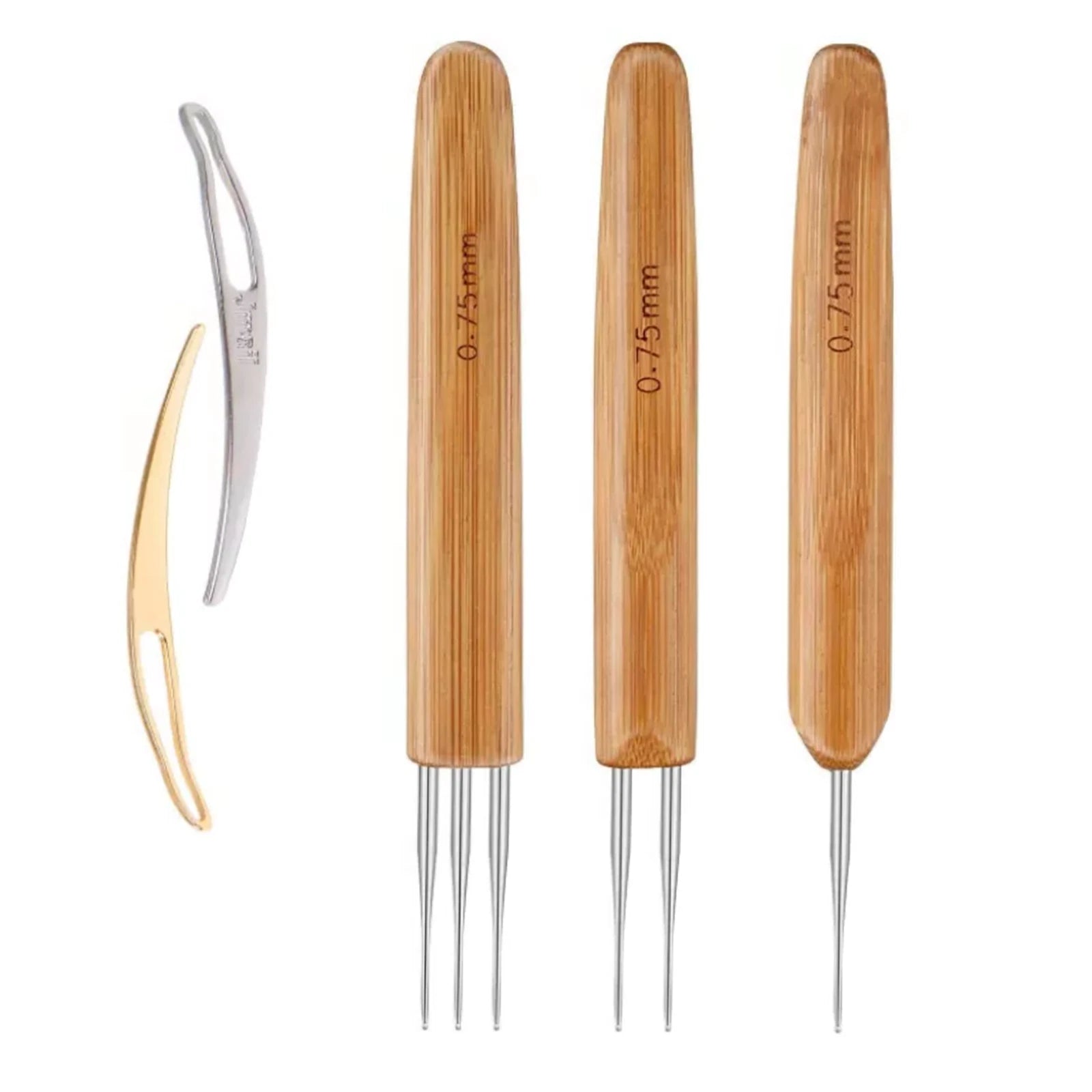 0.75mm Bamboo Handle Crochets Durable Replacement Tool For Hair Making