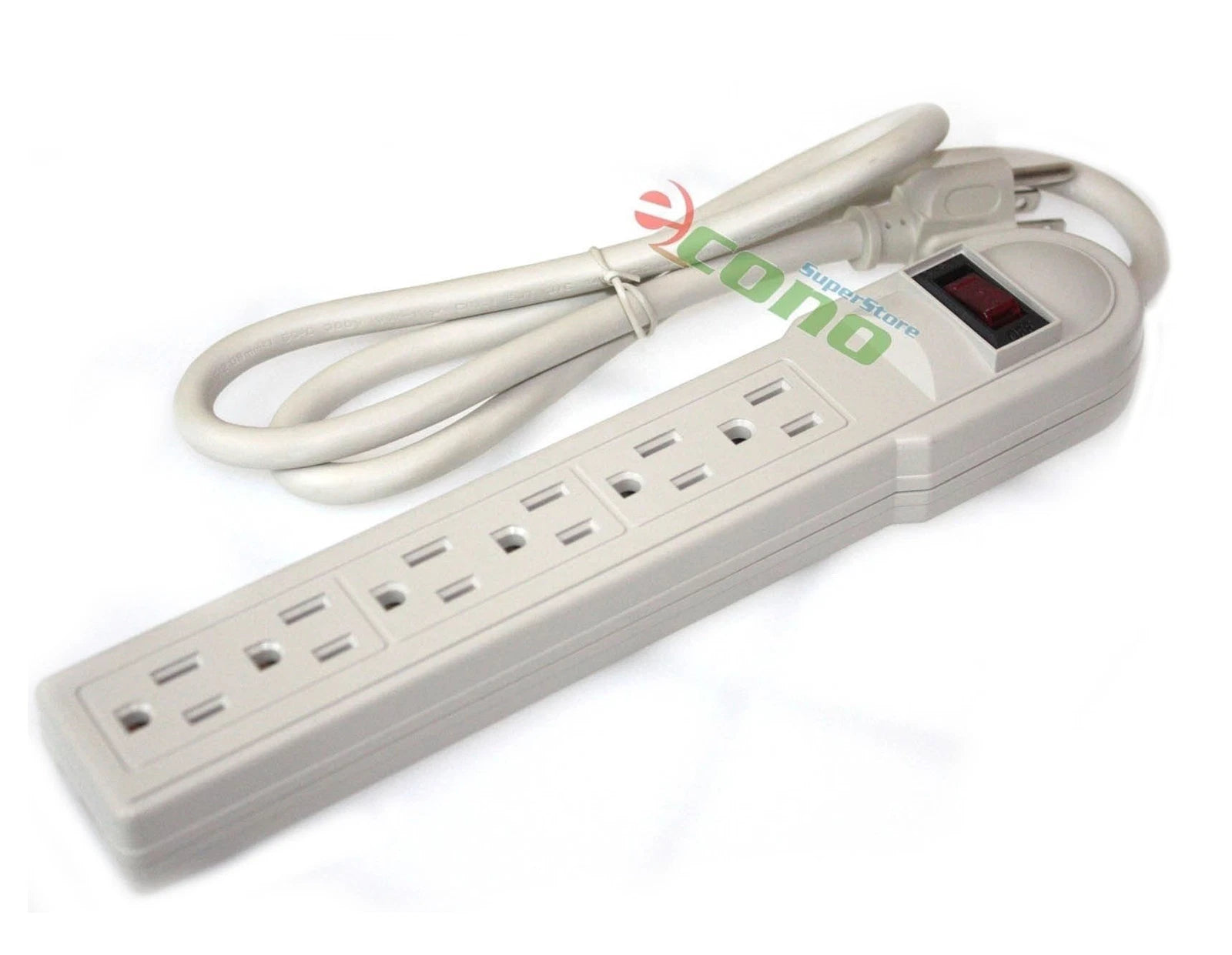 3ft 6 Outlet Power Strip Surge Protector Ac125v 15a 60hz Plug Ac Wall