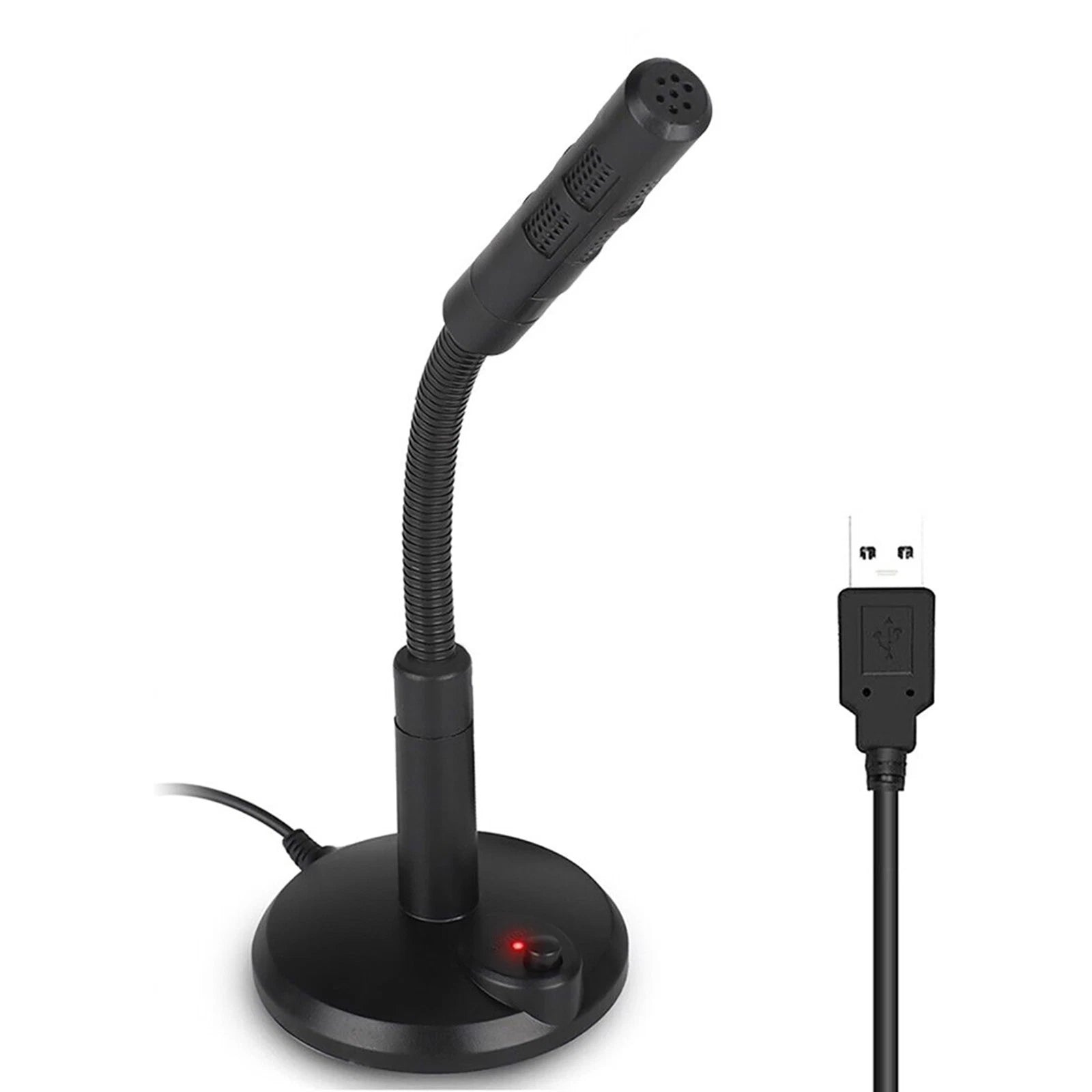 1*usb Computer Mini Microphone Stand Recording Mic For Pc Desktop