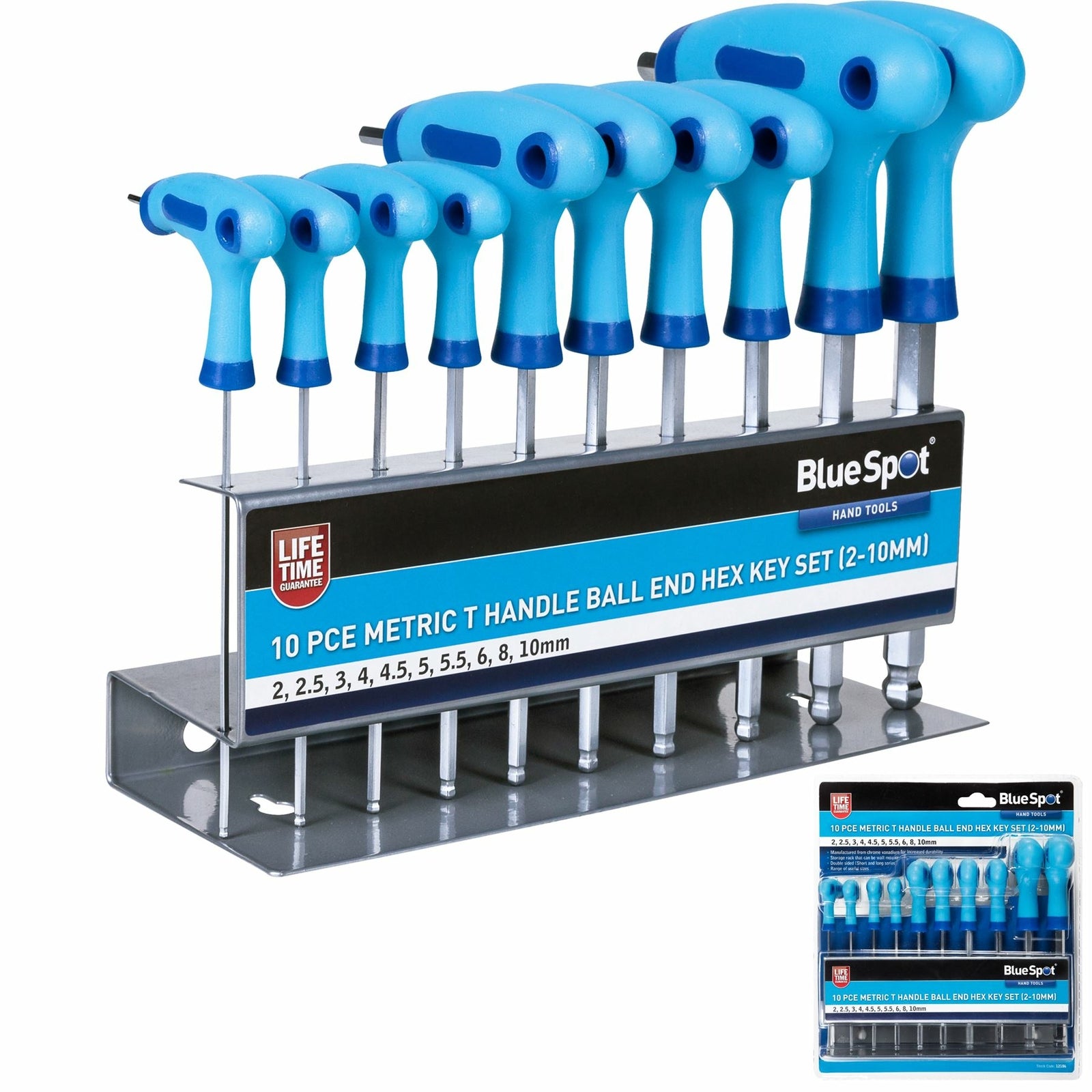 BlueSpot 10pc Long Metric Ball Point Hex Allen Key Set 2mm - 10mm by BlueSpot