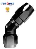 An -6 (6an Jic -6) 45 Degree Forged Swivel Seal Black Hose Fitting