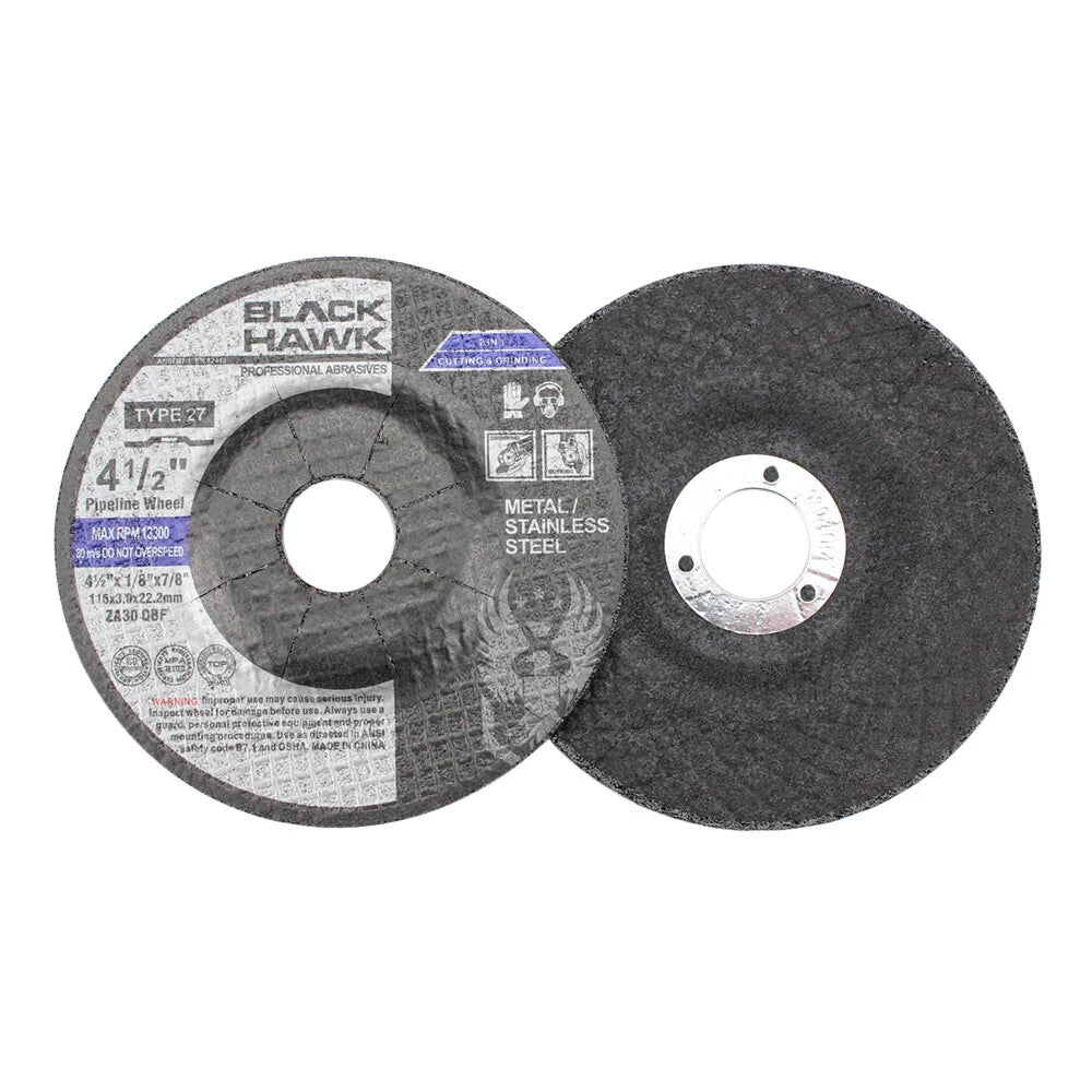 100 Pack - BHA 4-1/2" x 1/8" x 7/8" Pipeline Cutting &amp; Grinding Wheels T27 Discs