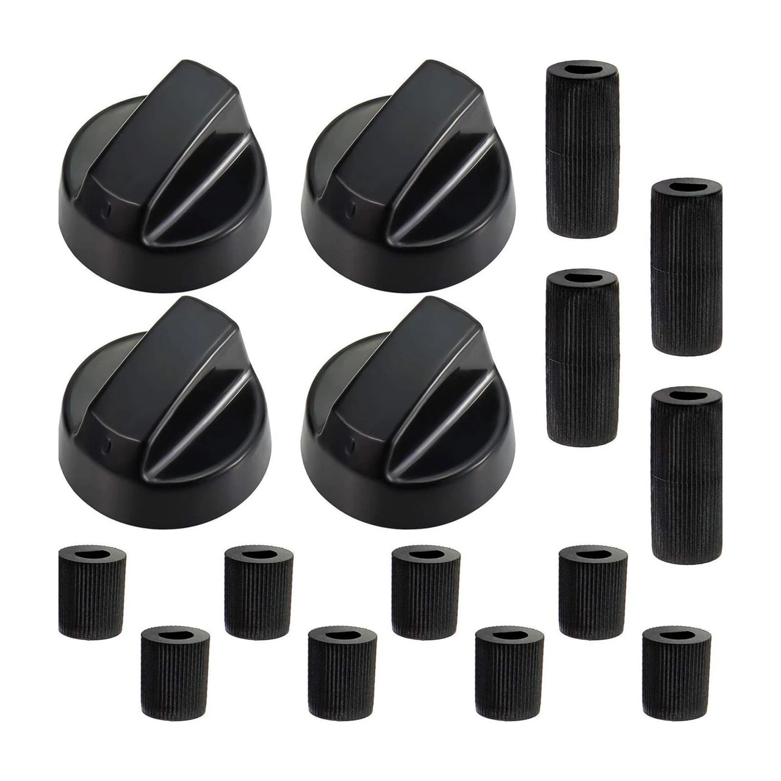4 Pack Black Gas Oven Knobs With D Shaft Inserts Short Long 14 28mm