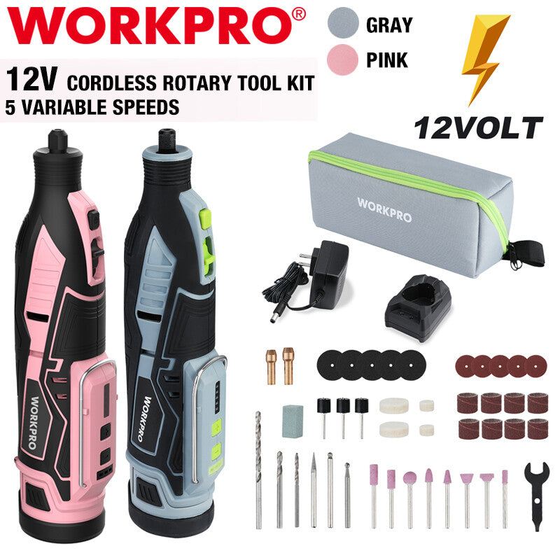 WORKPRO 12V Cordless Rotary Tool Kit 5 Variable Speeds w/Accessory Kit