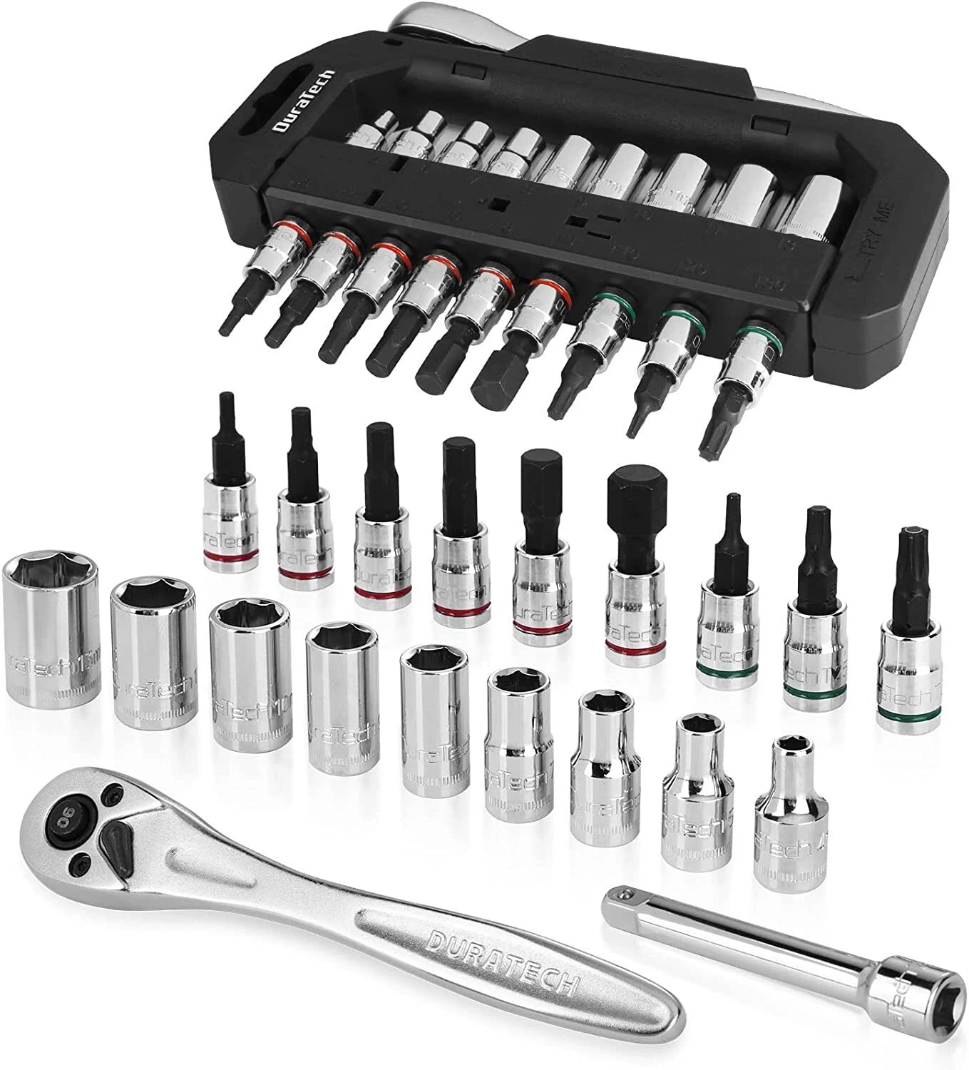 Duratech 1/4" Drive Socket Set S2 Alloy Steel Ratchet Wrench Sets New