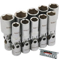 Neilsen Deep Metric Universal Joint Sockets 10mm - 19mm Socket Set 10pc 3/8"Open