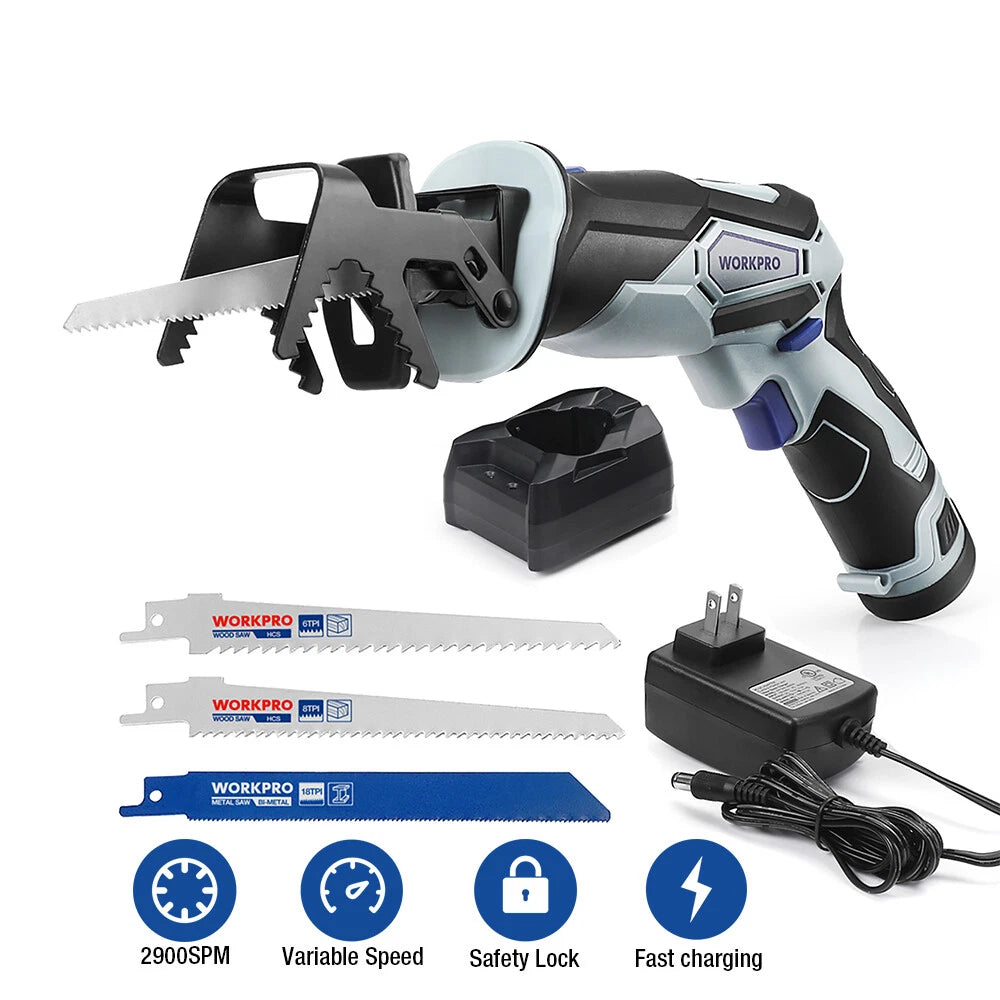 12V Cordless Reciprocating Saw 2.0ah Li-ion Battery Fast Charger 3
