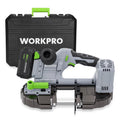 Workpro 20V Cordless Band Saw Cutting Metal With 3.75 Inch Cut