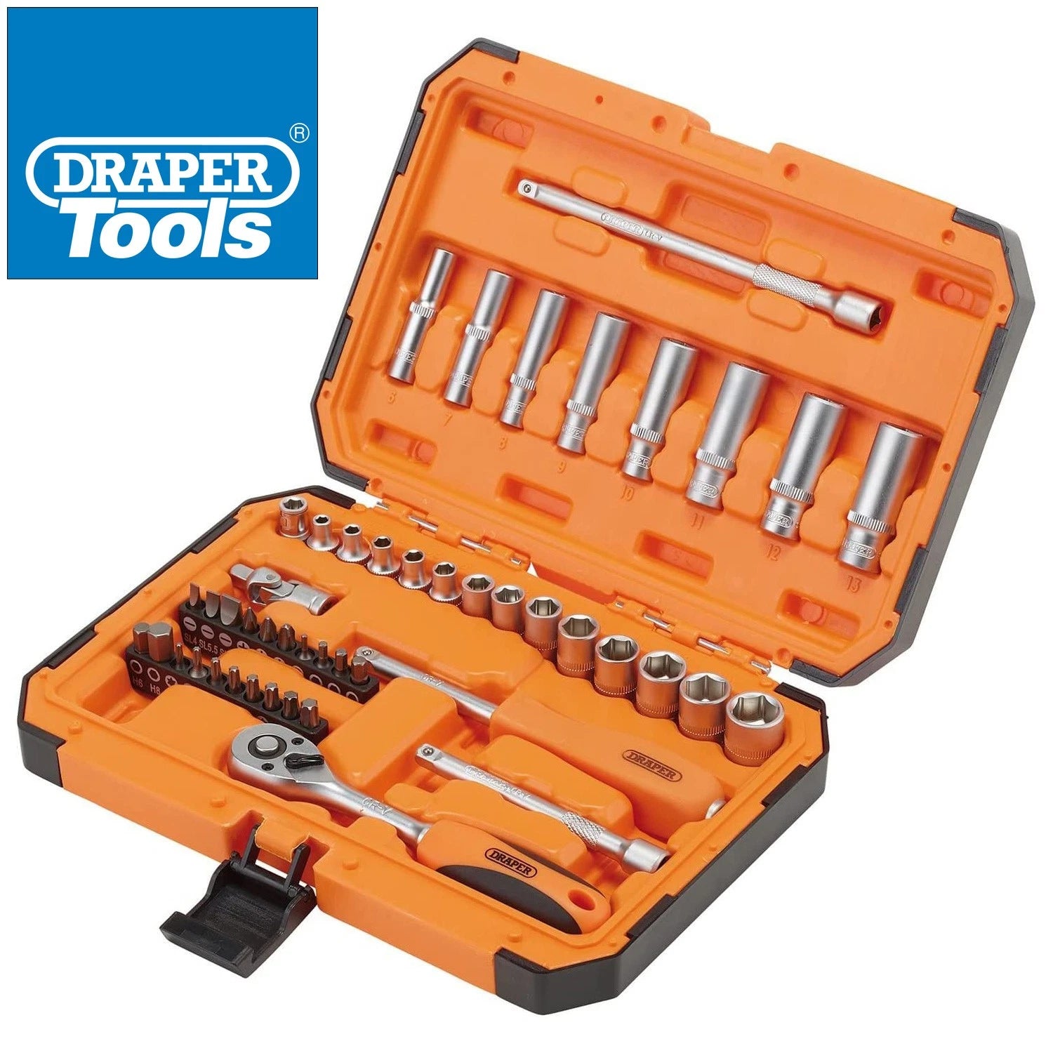 Socket & Bit Set Draper Hi-torq® 1/4" Drive Chrome Vanadium 6 Point