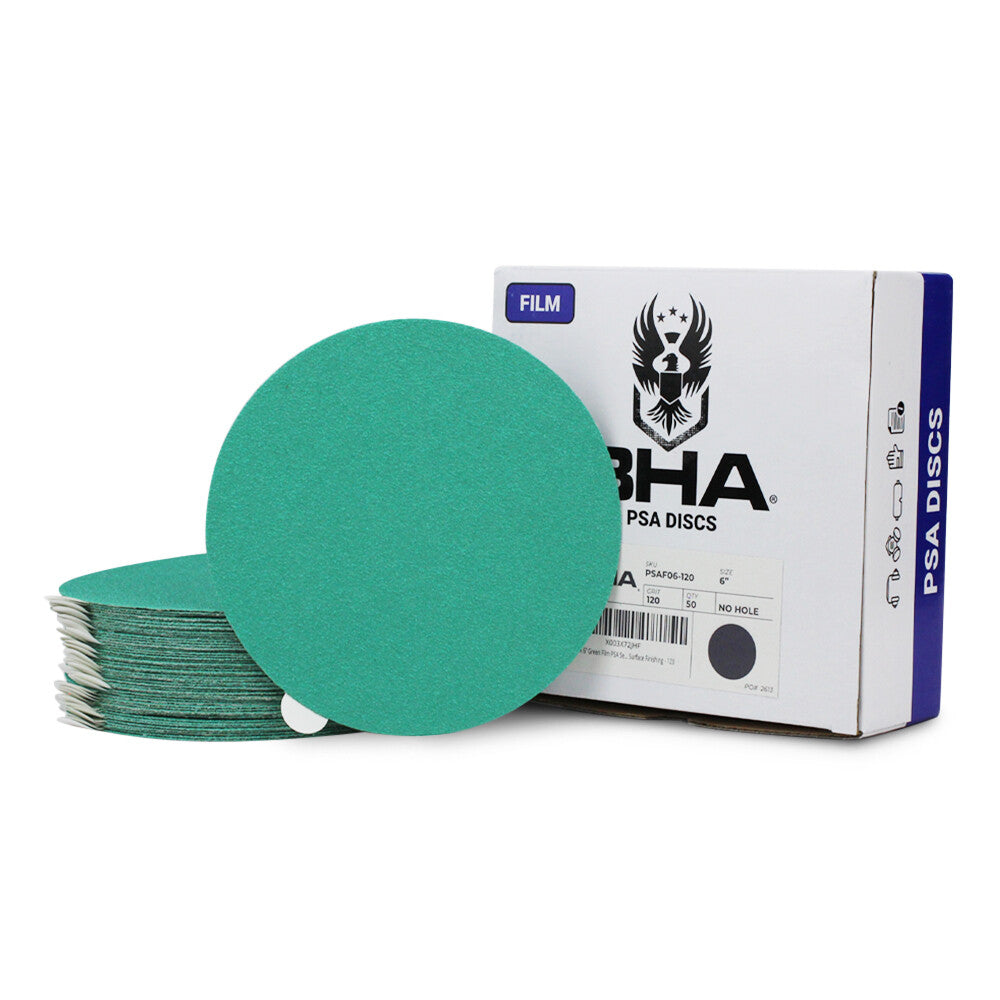 Bha 6" Green Film Sticky Back Psa Sanding Discs, Wet/dry Da Sandpaper