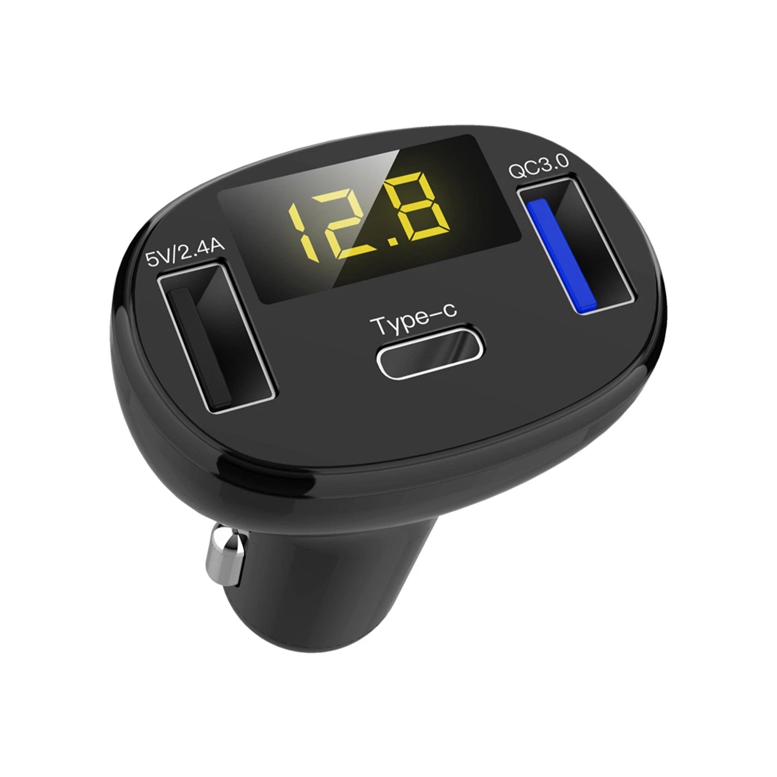 12-24V 2x Usb+ Type-c Car Charger Qc3.0 Cigarette Lighter Slot