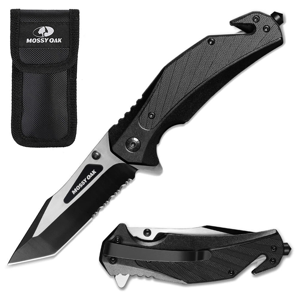 8-1/4 Survival Folding Pocket Knife Tactical Knife Seatbelt Cutter Glass Breaker
