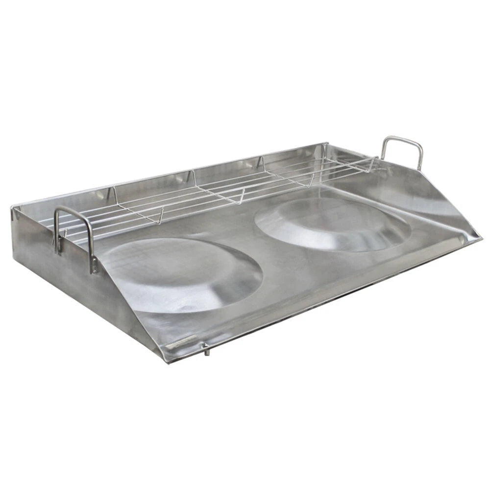 32 Inch Long Solid Stainless Steel Convex Comal Griddle Pan Equipped