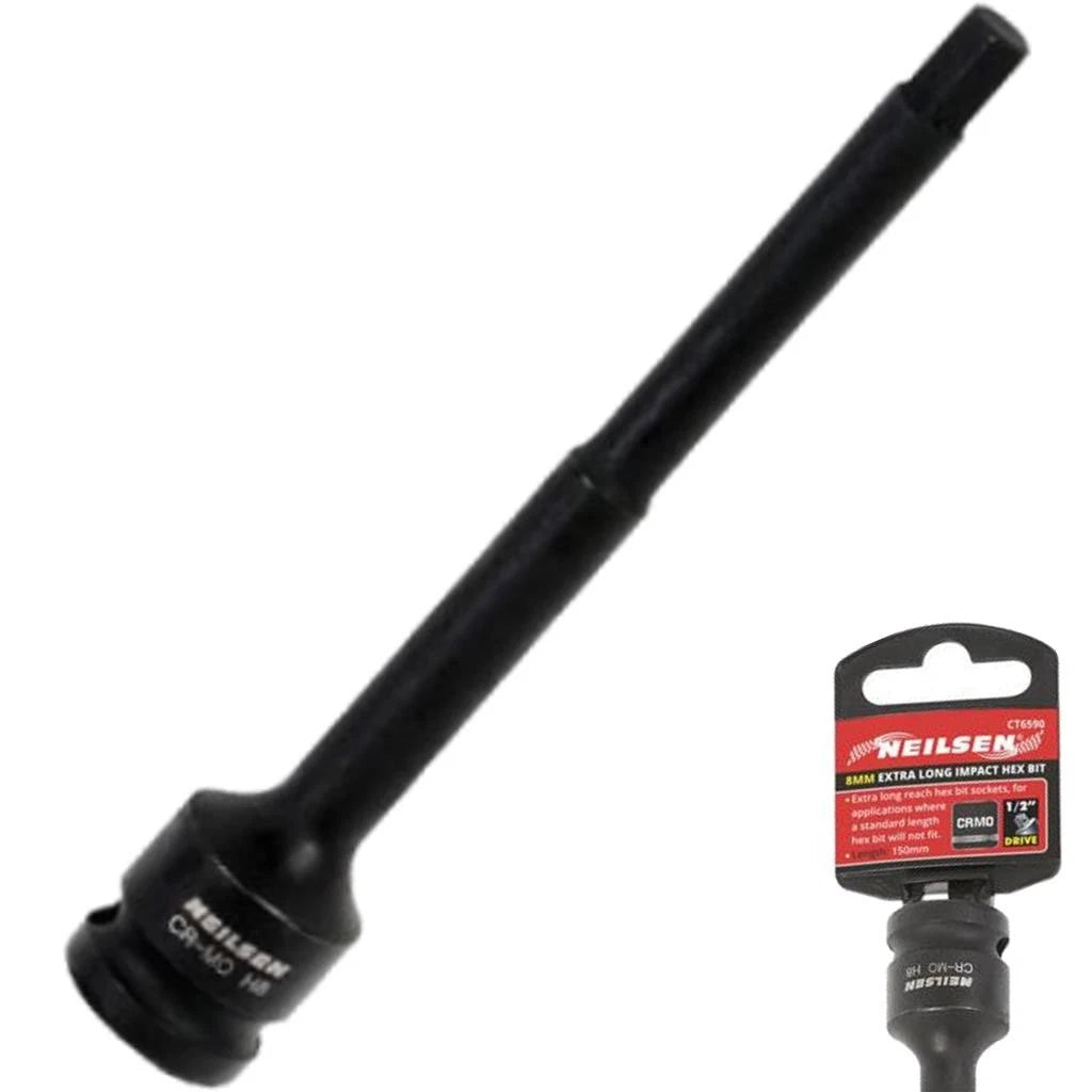 Neilsen 8mm Hex Allen Socket Insert Bit Long Reach 150mm Metric 1/2"