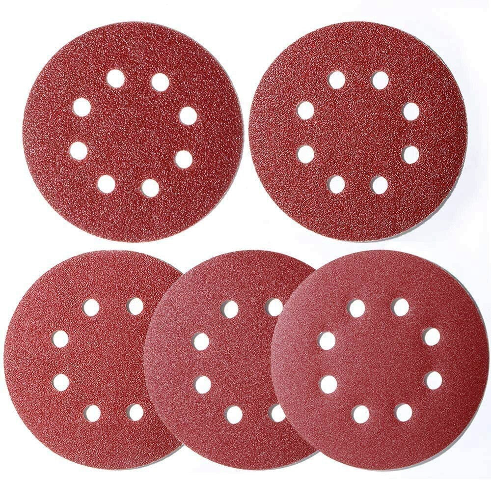 100pc 5 Inch Sanding Discs Hook Loop 8-Hole Orbital Sander by Unbranded